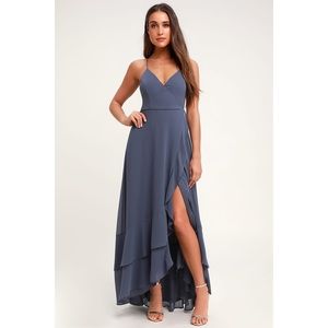 Lulu’s In Love Forever Lace-Up High-Low Maxi Dress